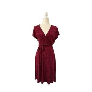 Merona Womens Soft Jersey Wrap Dress Short Sleeve Cranberry Rose Size Small